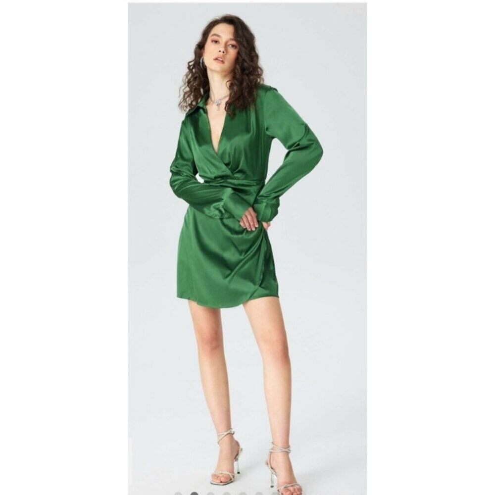 NWT Cider Dirty Martini Long Sleeve Mini Dress Green Size‎ XS